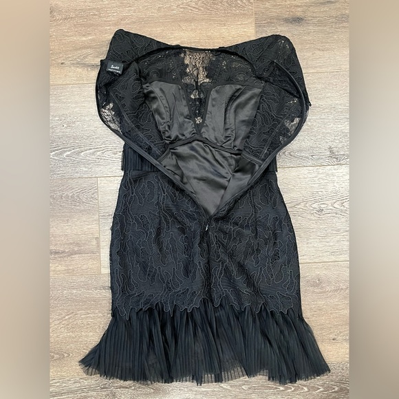 Bardot Ruffle Trim Black Lace Sheath Dress Size 6 - Picture 10 of 14